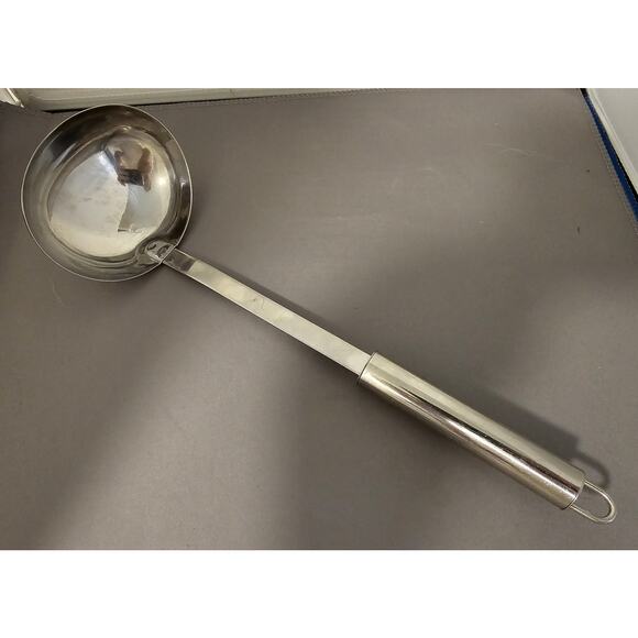 Silver Stainless Steel Soup Ladle - Dishwasher Safe - 12 inches long - Picture 1 of 8